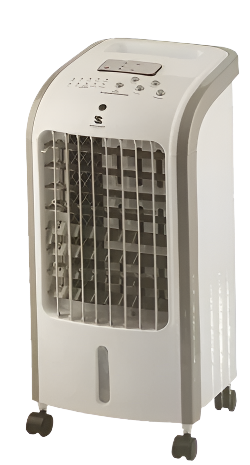 Delight BreezeBox Air Cooler – Compact White Unit with Wheels and Top Water Fill – 24x26x57cm